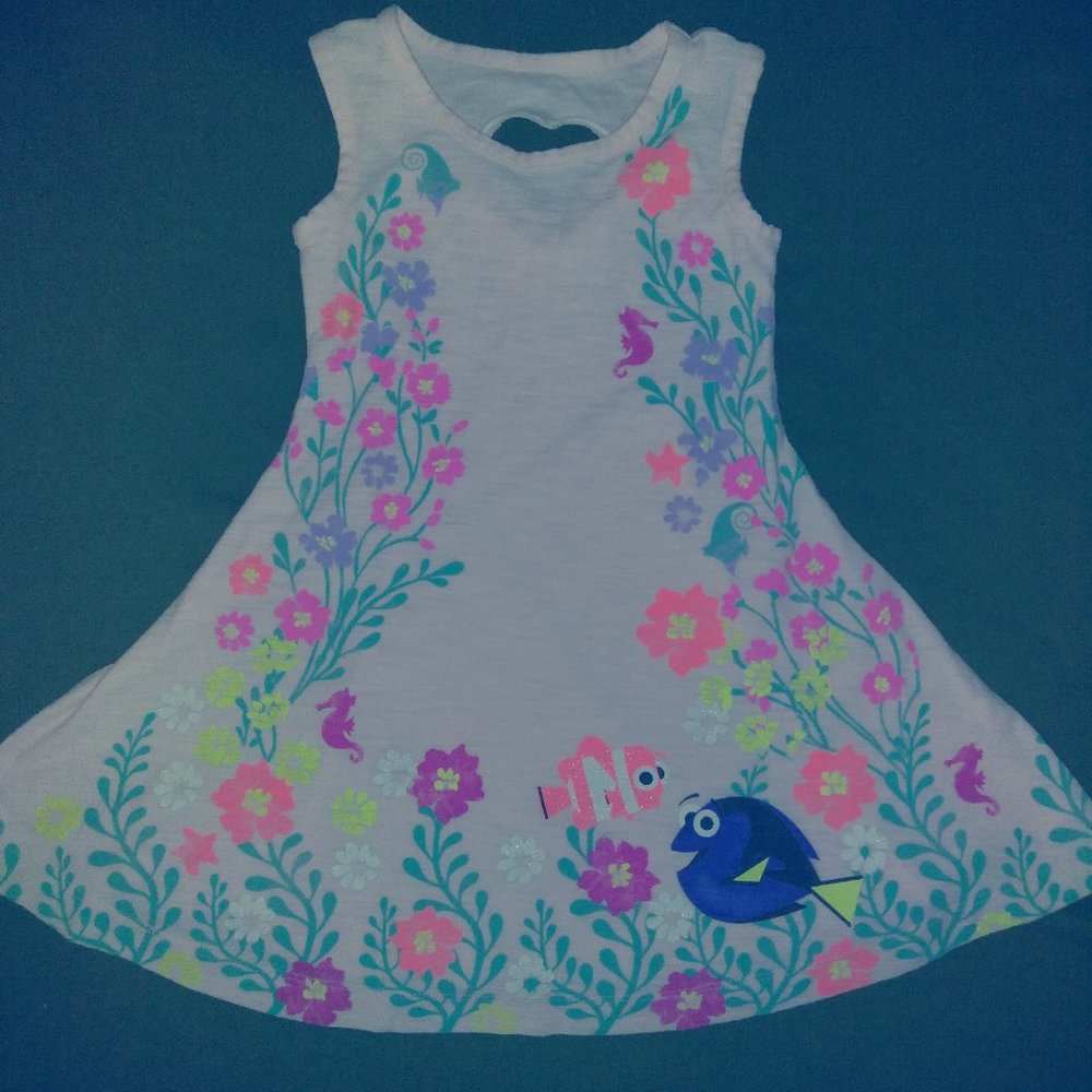 'Finding Dory' pink skater dress w/heart cutout